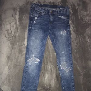 Faded Denim Blue Jeans